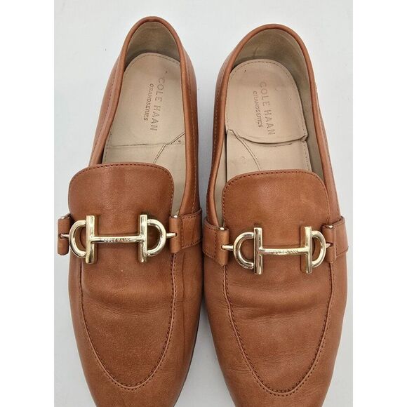 Cole Haan Womens Leather Loafers Gold Hardware Tan Size 7.5 - Picture 3 of 6